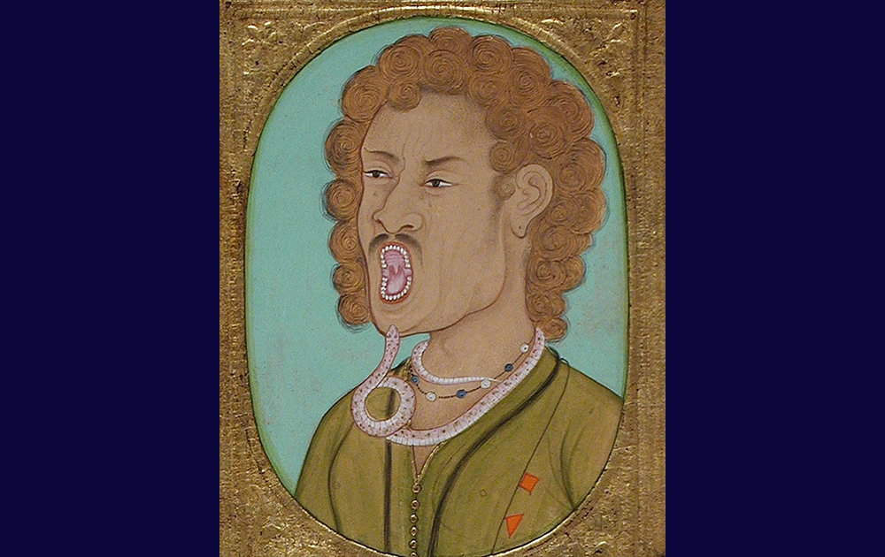 an image showing a man wide opening his mouth and a snake around his neck - Telikoz